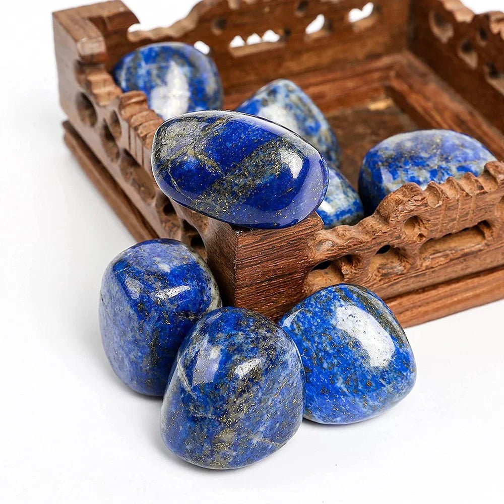 Natural Lapis Lazuli Tumbled Stones for Wicca Reiki Healing Crystals Polished Energy Chakra Stone Ornament 20 - 30mm - Gemtopia