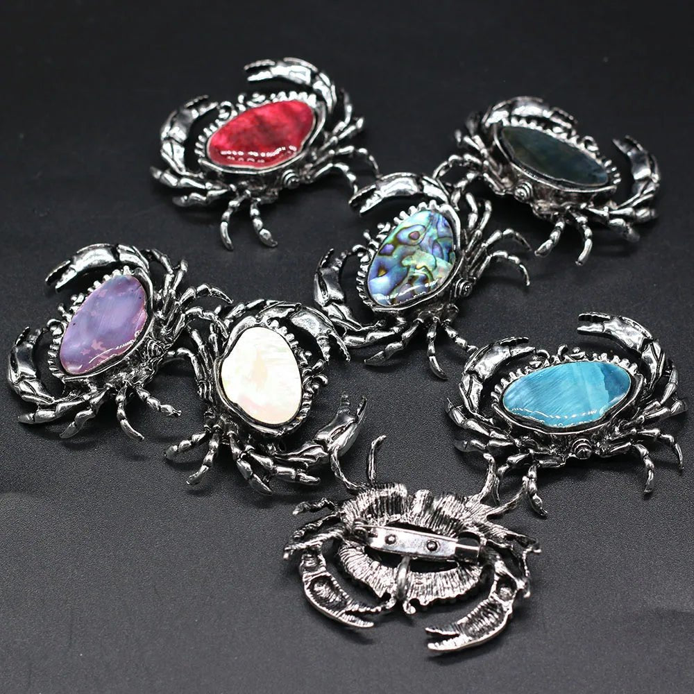 Natural Shell Abalone White Red Crab Brooch Pendant For Jewelry MakingDIY Necklace Earring Hanging Accessories Gift Party40x48mm - Gemtopia