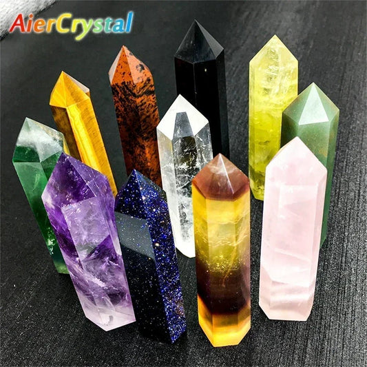 Natural Stone and Crystals Point Wand Witchcraft Rose Quartz Amethyst Home Decoration Mineral Stones Crafts Room Aquarium Decor - Gemtopia