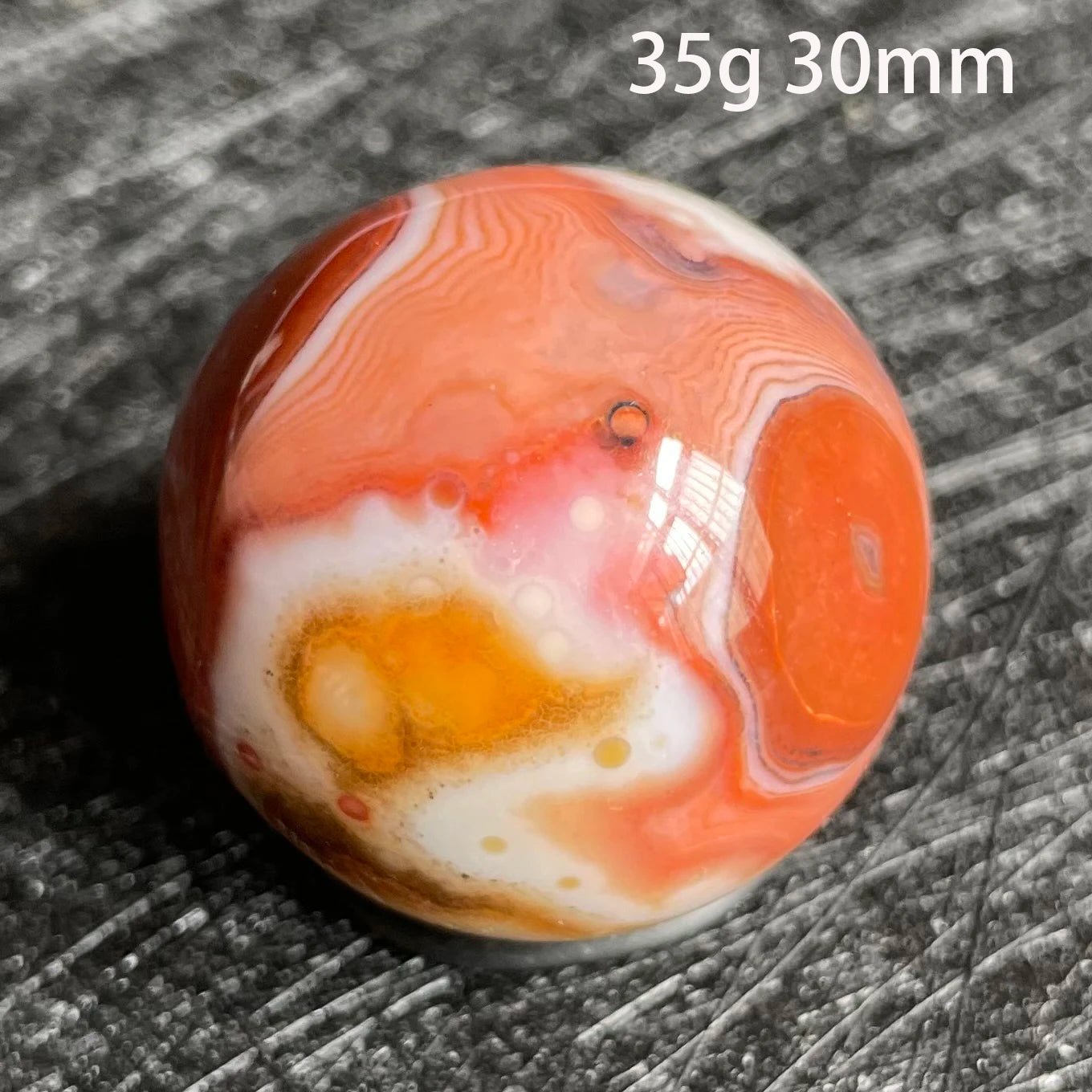 Natural Stone Silk Agate Crystal Ball Colorful Quartz Sphere Carnelian Polished Rock Decor Healing - Gemtopia
