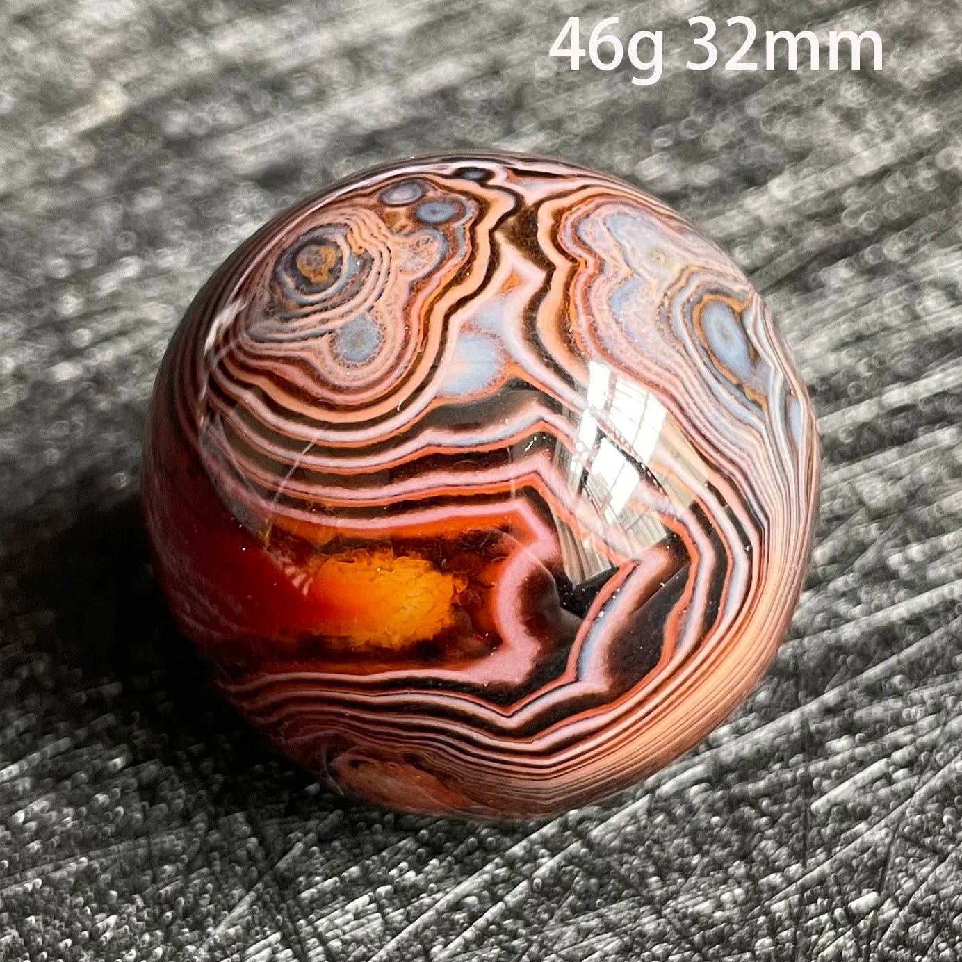 Natural Stone Silk Agate Crystal Ball Colorful Quartz Sphere Carnelian Polished Rock Decor Healing - Gemtopia