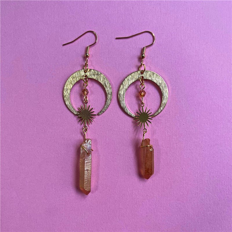 New Celestial Halo Quartz Earrings - Gemtopia