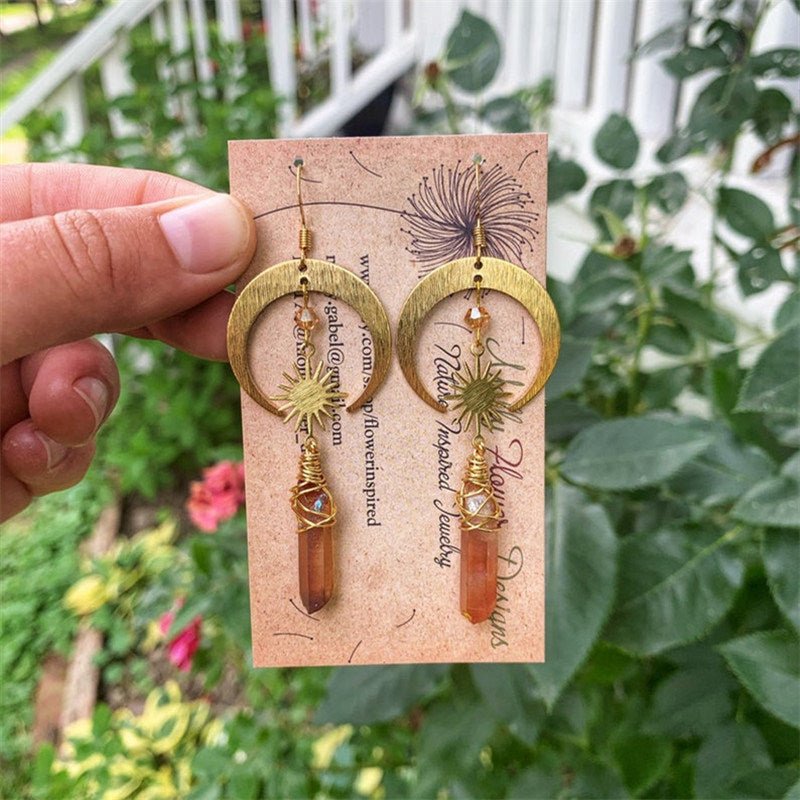 New Celestial Halo Quartz Earrings - Gemtopia