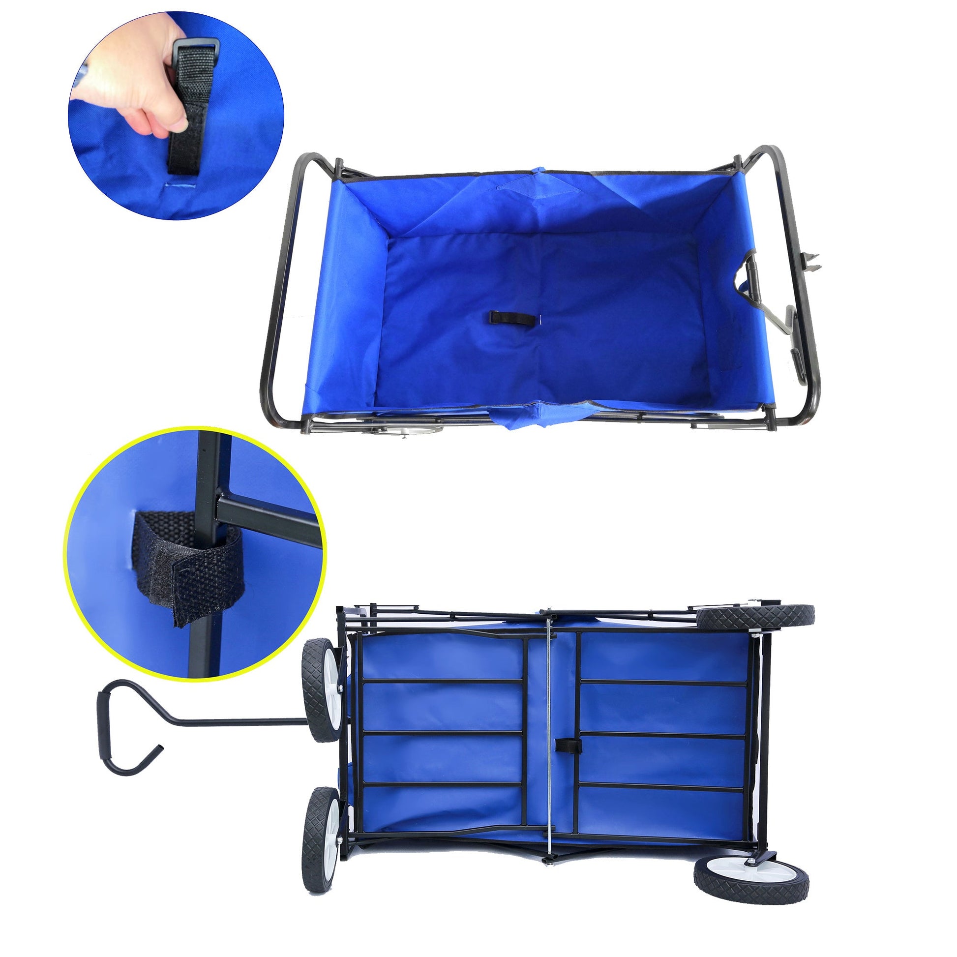 Outdoor Folding Wagon Garden ; Large Capacity Folding Wagon Garden Shopping Beach Cart ; Heavy Duty Foldable Cart; for Outdoor Activities; Beaches; Parks; Camping - Gemtopia