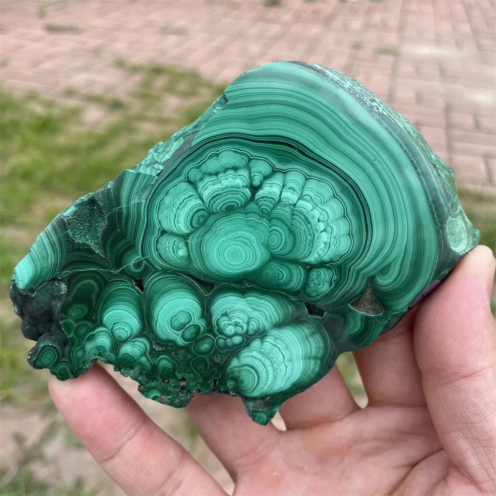 Quality Natural Green Malachite Slices Polished Mineral Specimens Rough Quartz Crystal Sheeting Healing Stone Garden Decor 1pc - Gemtopia