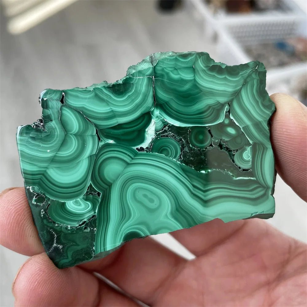 Quality Natural Green Malachite Slices Polished Mineral Specimens Rough Quartz Crystal Sheeting Healing Stone Garden Decor 1pc - Gemtopia