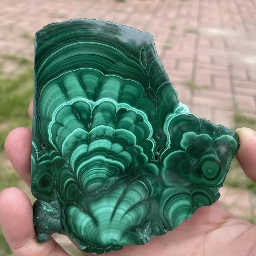 Quality Natural Green Malachite Slices Polished Mineral Specimens Rough Quartz Crystal Sheeting Healing Stone Garden Decor 1pc - Gemtopia