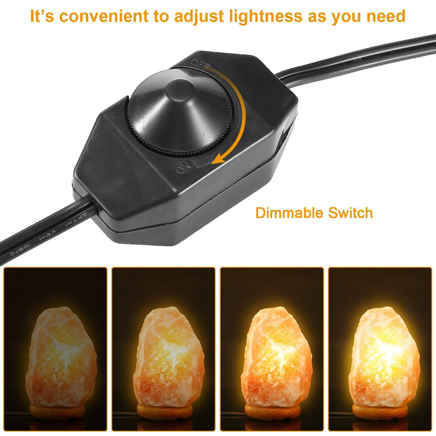 Salt Lamp Crystal Rock Salt Lamp with Dimmer Switch Hand Carved Table Lamps Night Light with Wood Base - Gemtopia