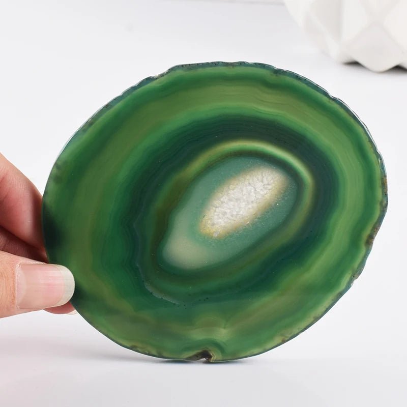 Super Big Natural Agate Slice Gems Crafts Stone Onyx Pad Coaster Cup Mug Glass Hot Beverage Holder Pad Mat Decorative Plates - Gemtopia