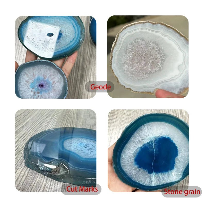 Super Big Natural Agate Slice Gems Crafts Stone Onyx Pad Coaster Cup Mug Glass Hot Beverage Holder Pad Mat Decorative Plates - Gemtopia