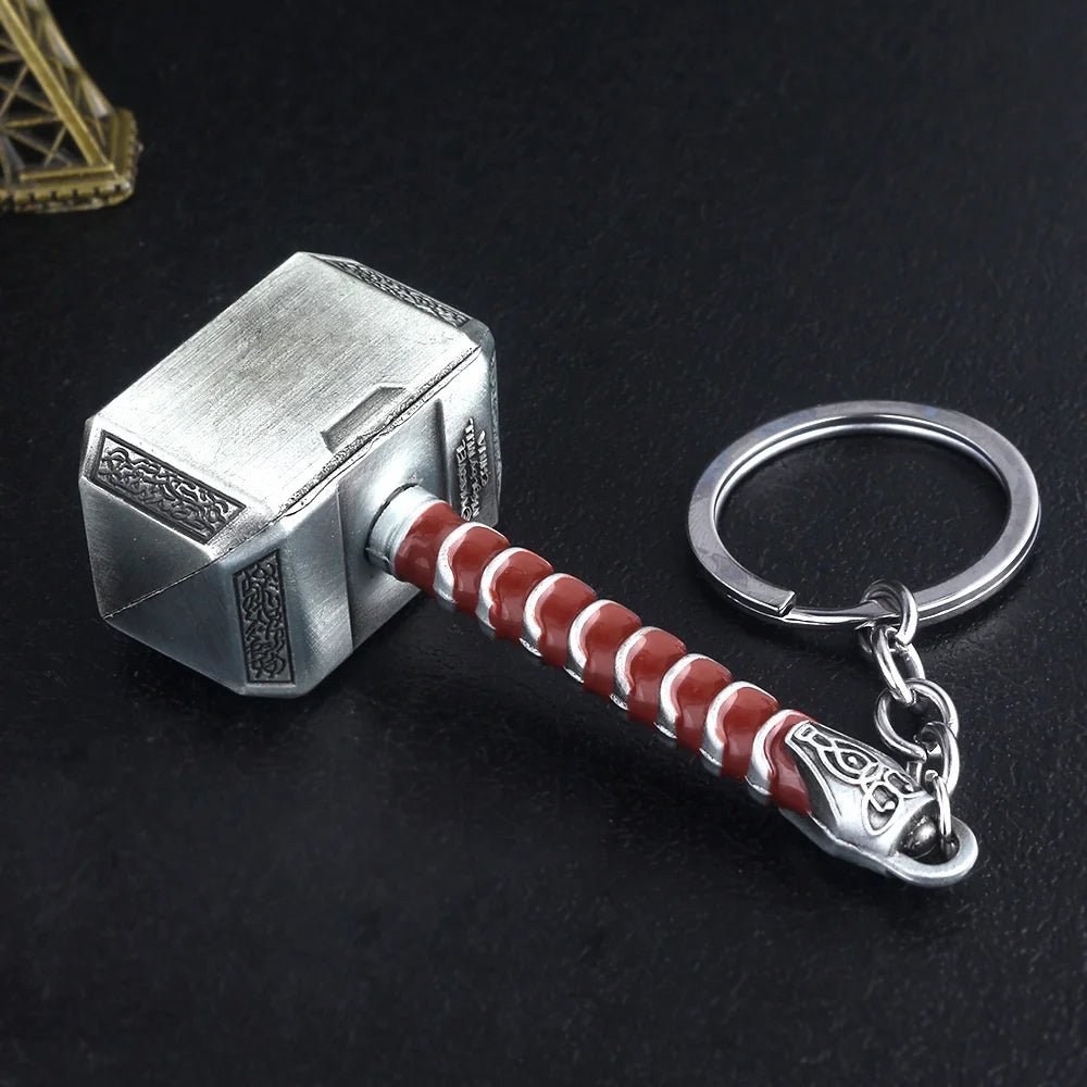 Thor Hammer Metal Keychain Movie Jewelry Key Ring Cosplay Prop Key Holder For Fans Bag Ornament Car Pendant Gift - Gemtopia