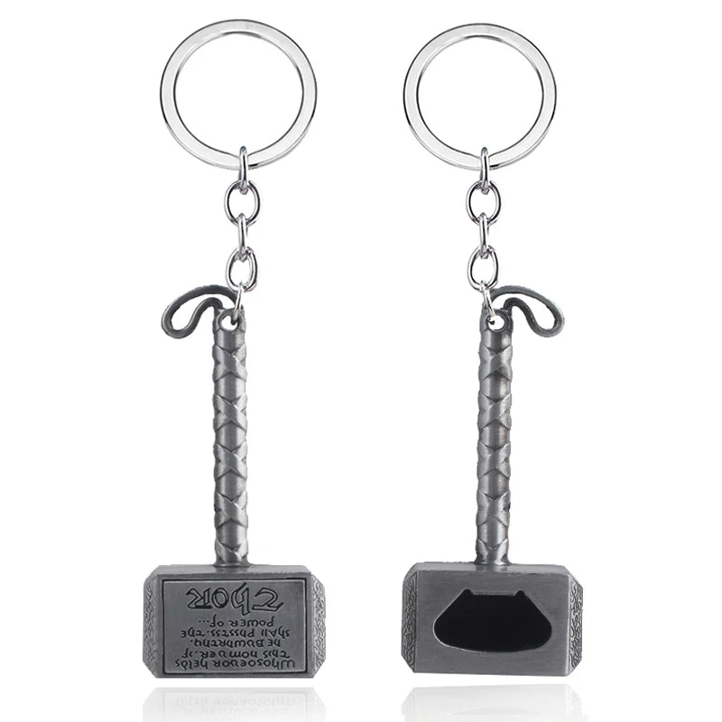 Thor Hammer Metal Keychain Movie Jewelry Key Ring Cosplay Prop Key Holder For Fans Bag Ornament Car Pendant Gift - Gemtopia