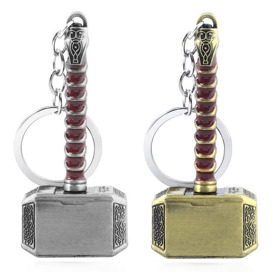 Thor Hammer Metal Keychain Movie Jewelry Key Ring Cosplay Prop Key Holder For Fans Bag Ornament Car Pendant Gift - Gemtopia