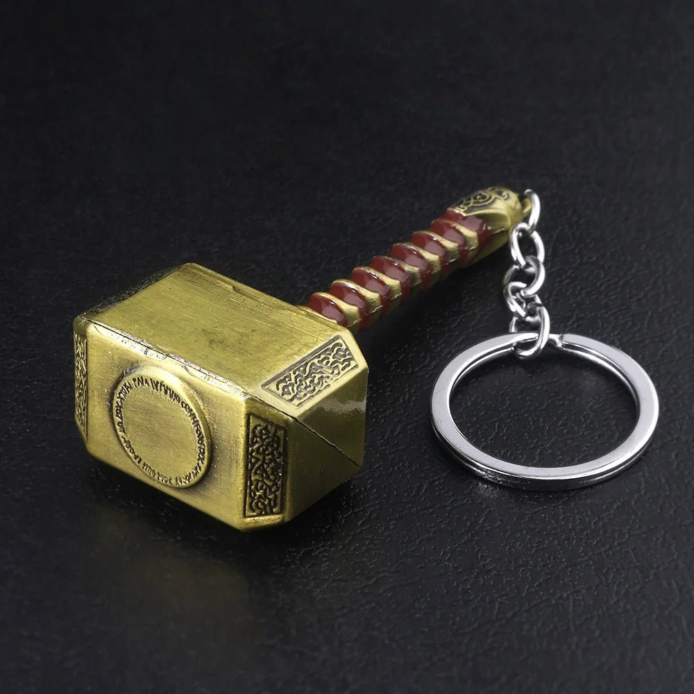 Thor Hammer Metal Keychain Movie Jewelry Key Ring Cosplay Prop Key Holder For Fans Bag Ornament Car Pendant Gift - Gemtopia