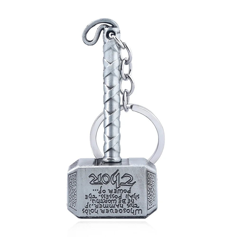 Thor Hammer Metal Keychain Movie Jewelry Key Ring Cosplay Prop Key Holder For Fans Bag Ornament Car Pendant Gift - Gemtopia