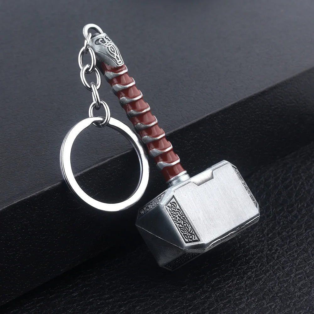 Thor Hammer Metal Keychain Movie Jewelry Key Ring Cosplay Prop Key Holder For Fans Bag Ornament Car Pendant Gift - Gemtopia