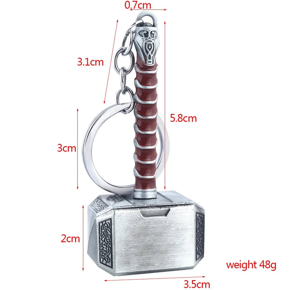 Thor Hammer Metal Keychain Movie Jewelry Key Ring Cosplay Prop Key Holder For Fans Bag Ornament Car Pendant Gift - Gemtopia