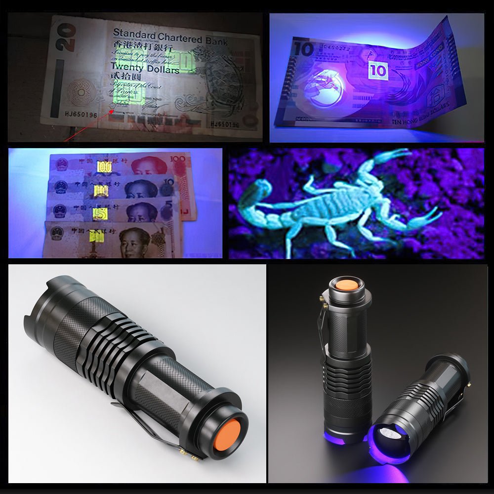 UV LED Flashlight Mini LED Torch 395nm blacklight Wavelength Violet Light Zoomable Pet Urine Scorpion Feminine hygiene Detector - Gemtopia